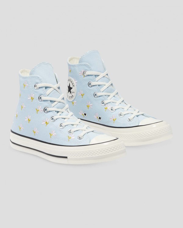 Converse Chuck 70 Embroidered Garden Party Blå Sko Danmark - Converse Høje Sneakers Dame - 42591MZYL